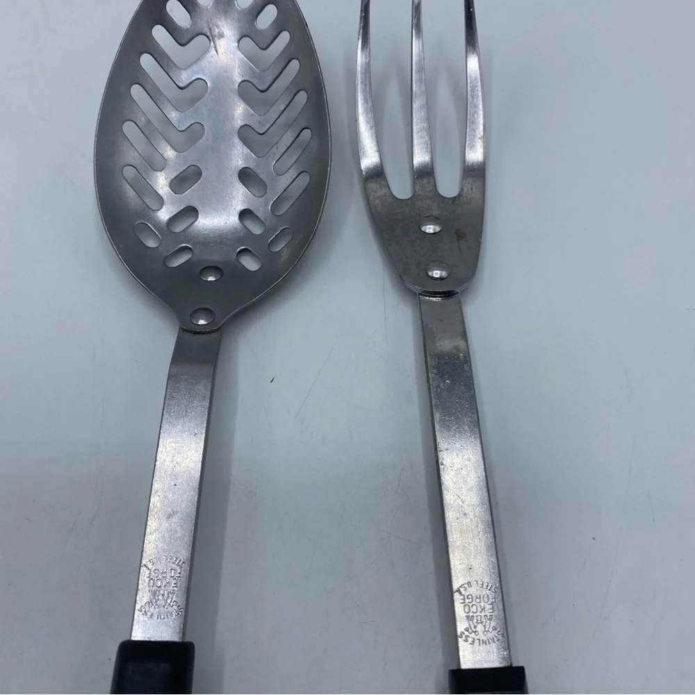Vintage Ekco 3 Prong Tine Dinner Stainless Granny Fork Spatula Forge Utensils